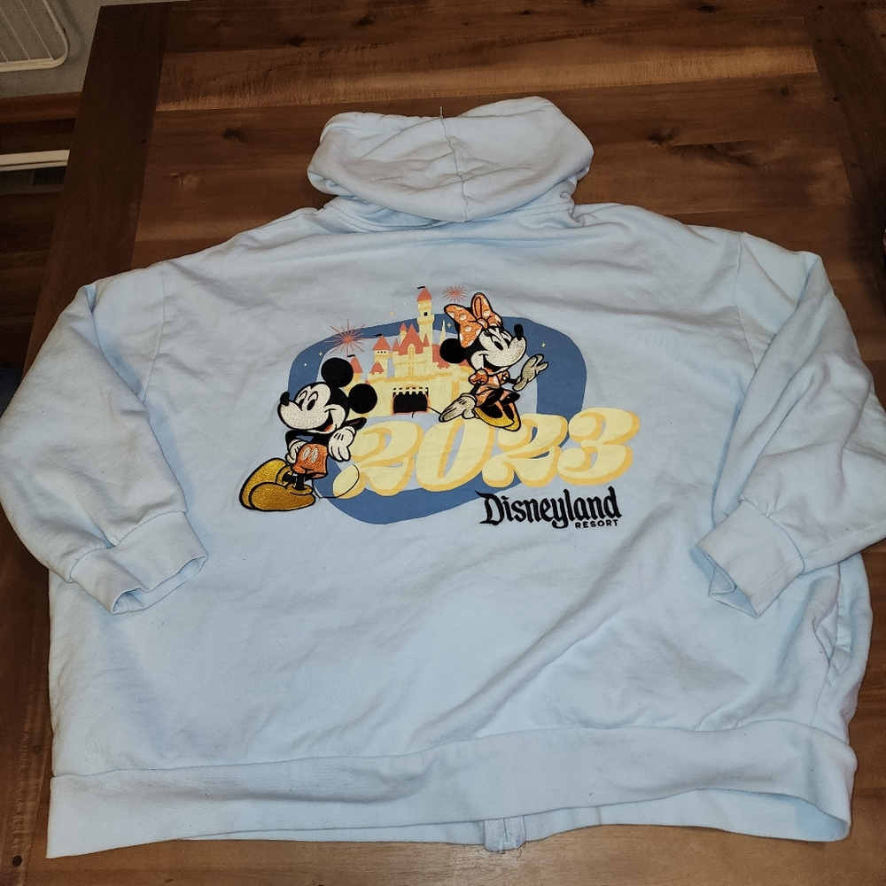 Disney Disneyland Resort 2023 3X blue Mickey and Minnie Mouse  zipper hoodie